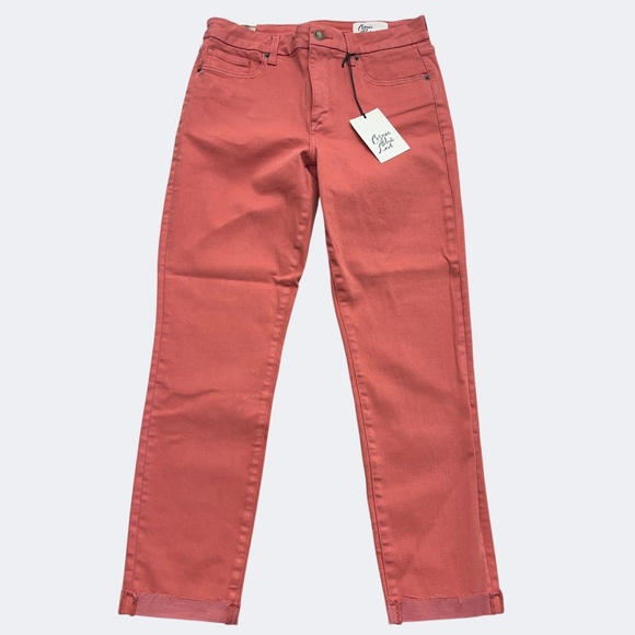 Cosmic Blue Love Jeans Womens 29 Orange Stretch Raw Hem Ankle Straight Denim - Picture 1 of 8